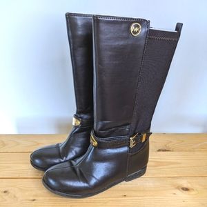 Michael Kors Girls Riding Boots in Chocolate Brown Vegan Leather